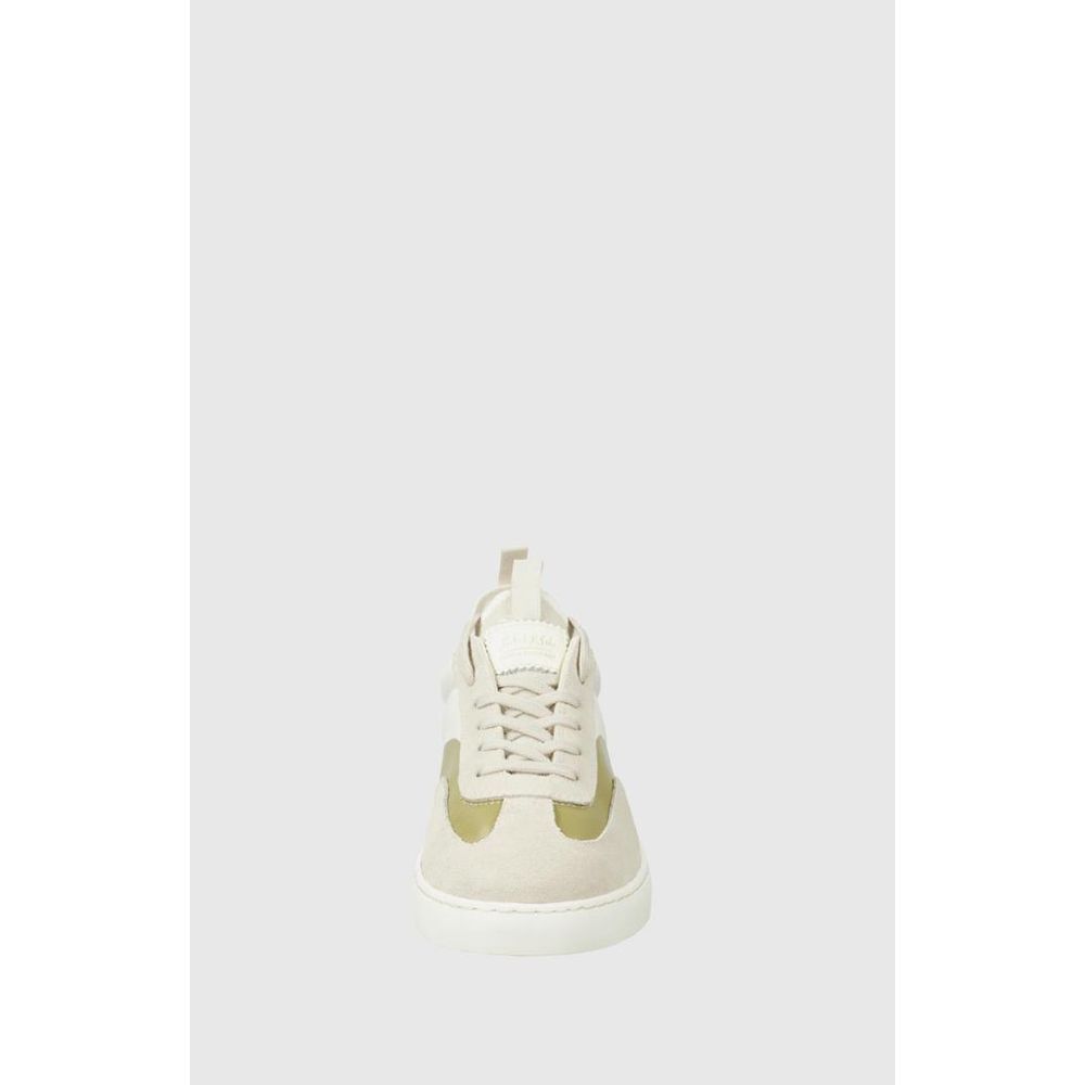 Beige Leather Low Top Sneakers