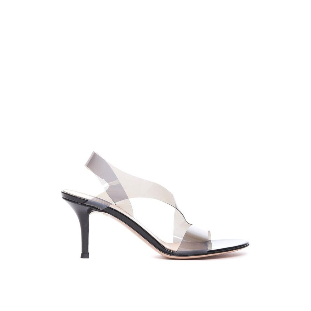 Black Rubber Stiletto Heel Sandals