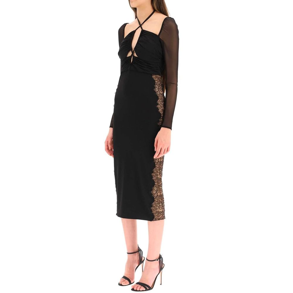 Black Polyester Cocktail Dress