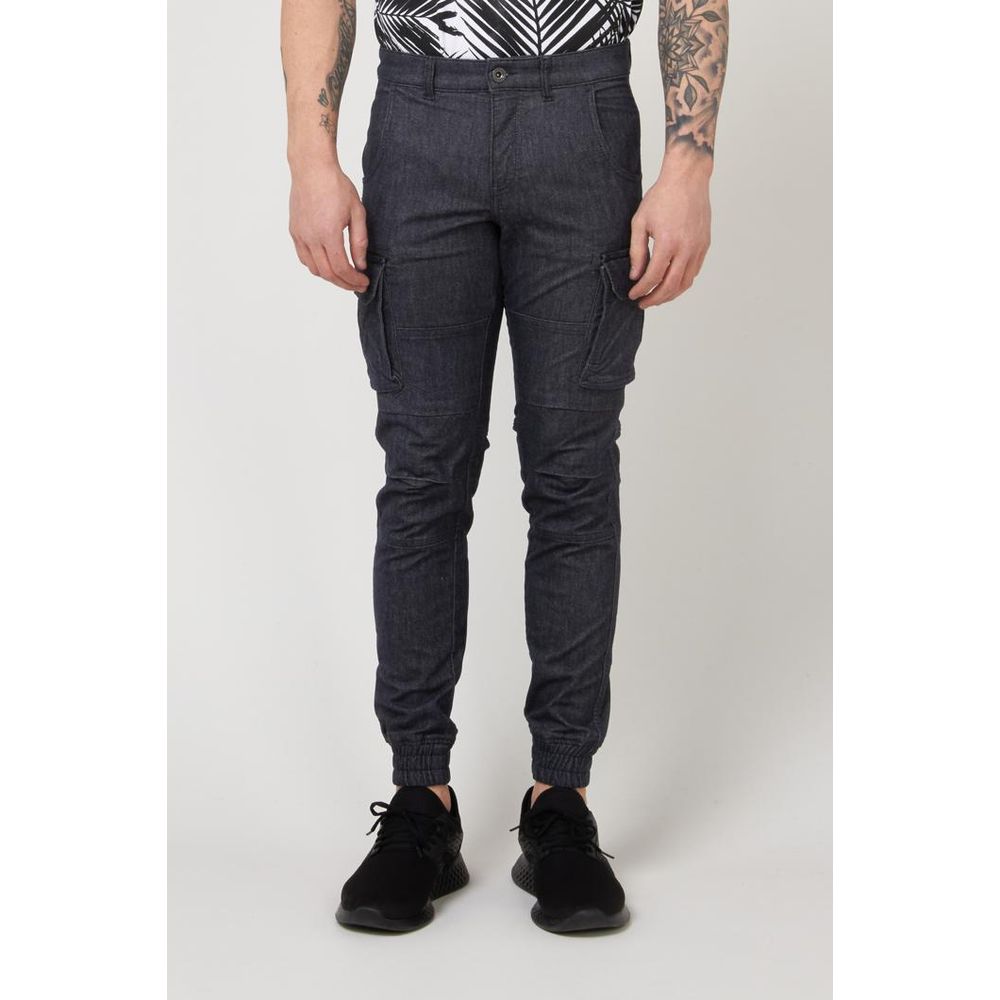 Blue Polyester Cargo Pants