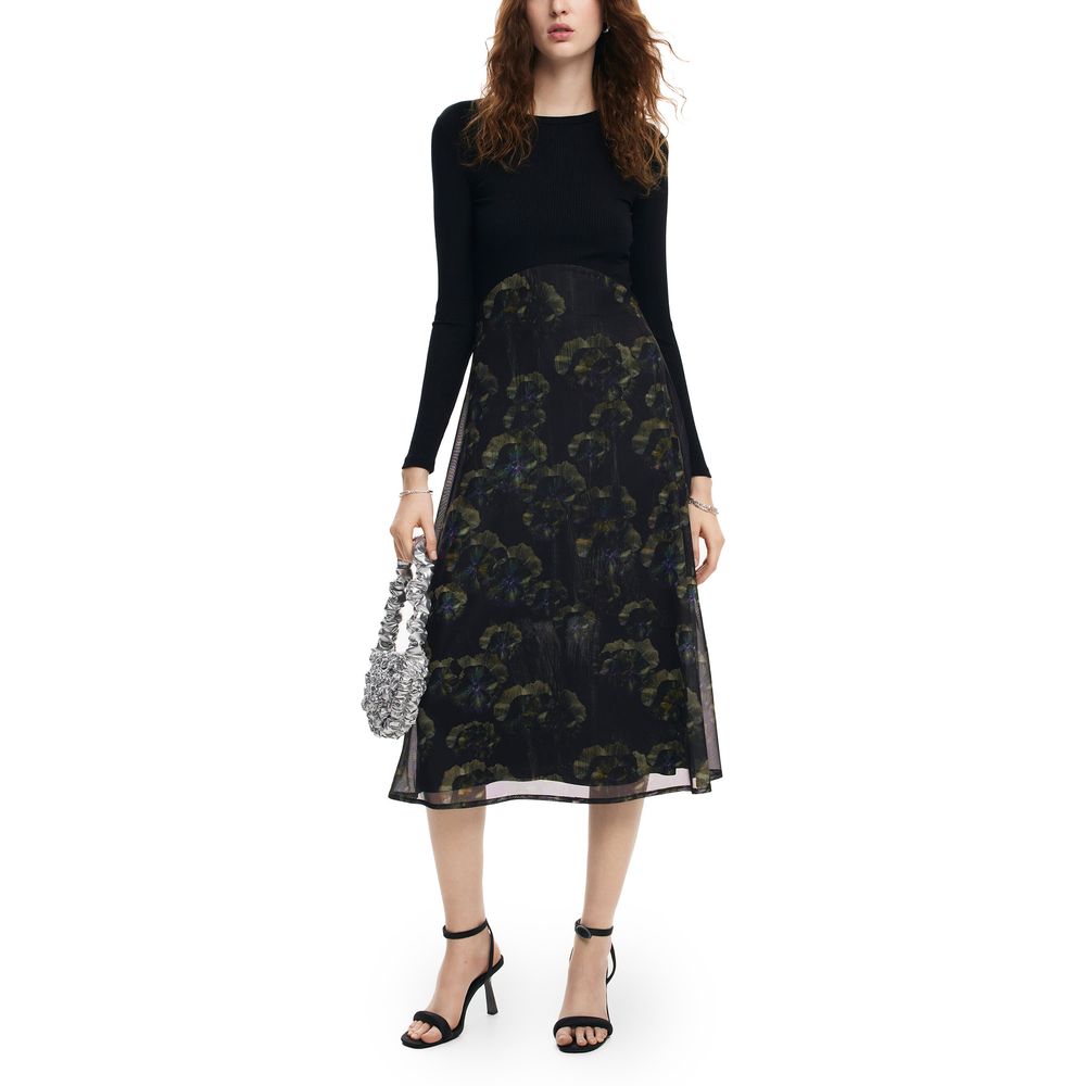 Black Polyester Casual Dress