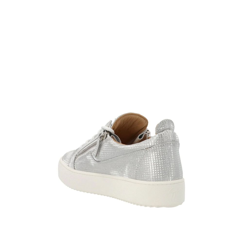 Silver Fabric Sneakers