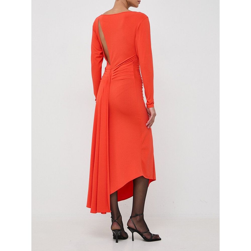 Orange Acetate Casual Dress