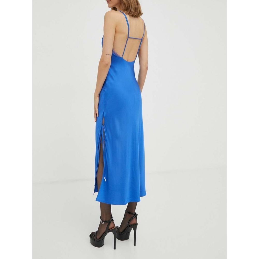 Blue Viscose Casual Dress