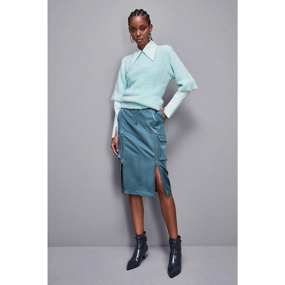 Green Polyester Long Skirt
