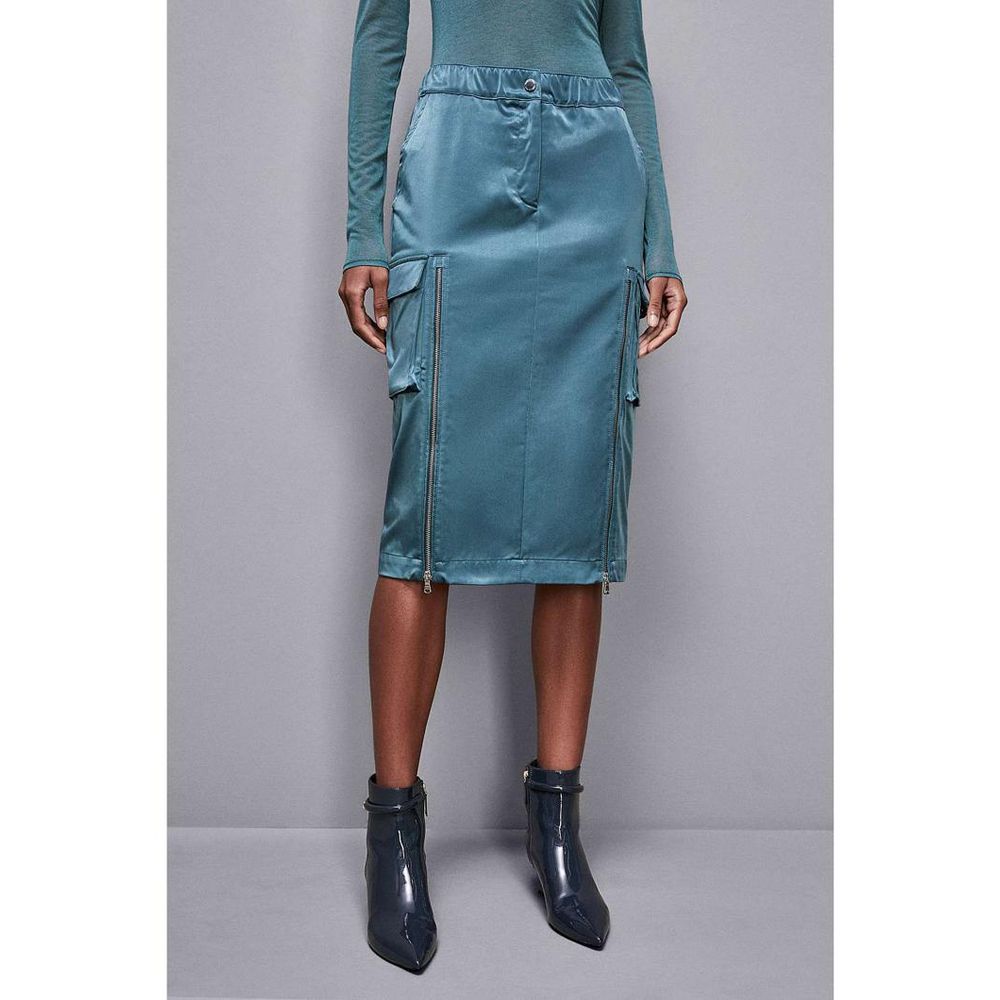 Green Polyester Long Skirt