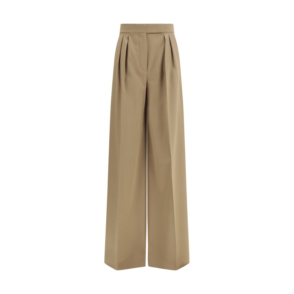 Beige Wool Casual Pants