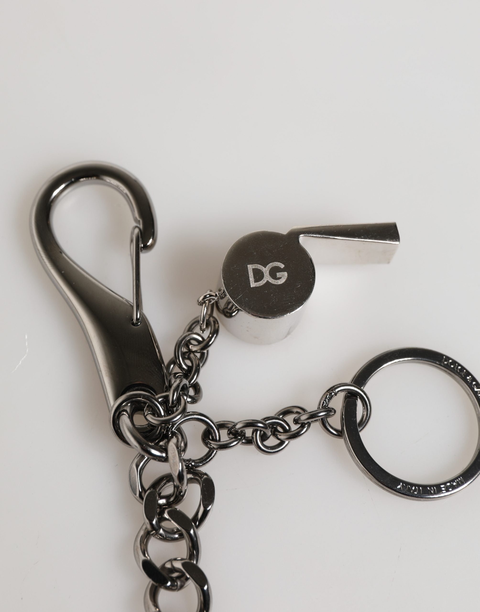 Silver Brass Metal DG Logo Crystal Ring Keyring Keychain
