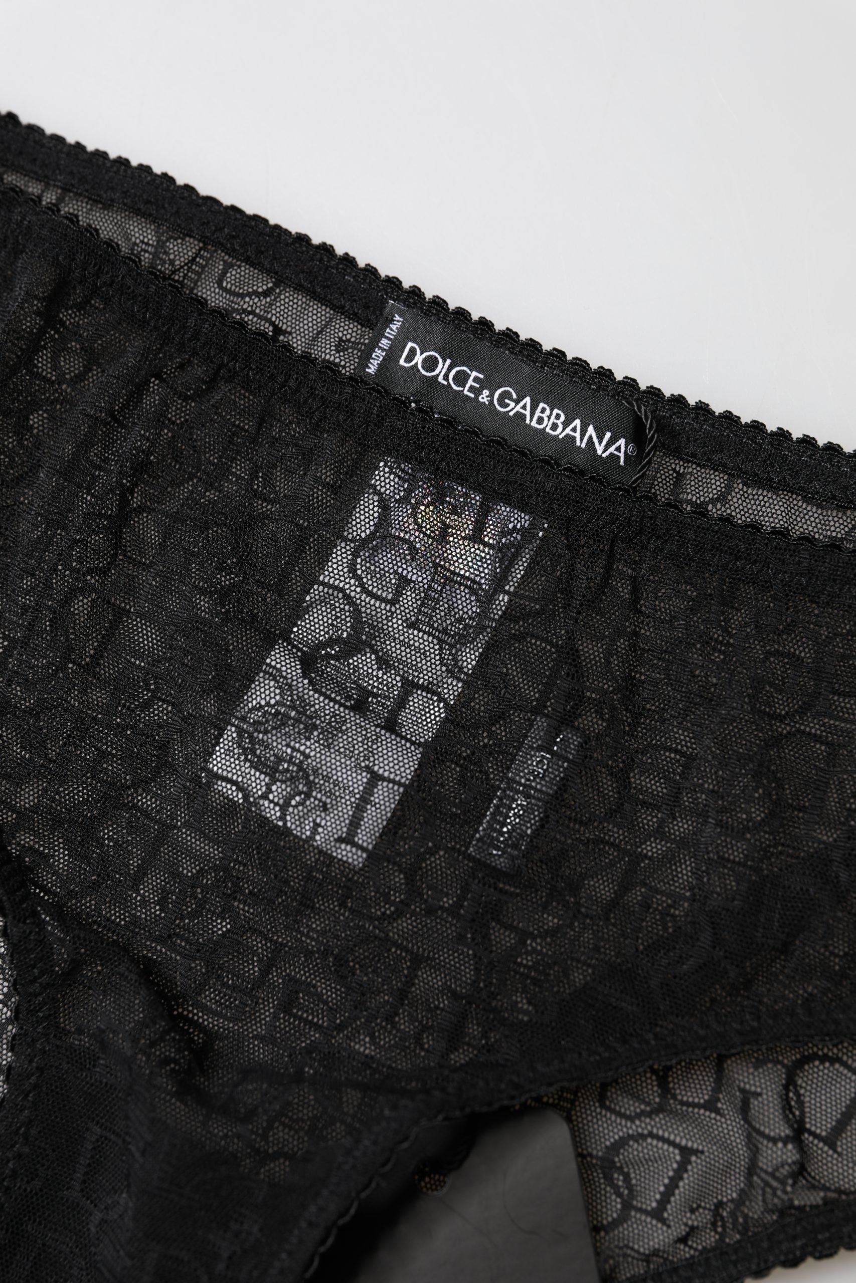 Black Nylon Stretch Mid Waist Brief Underwear