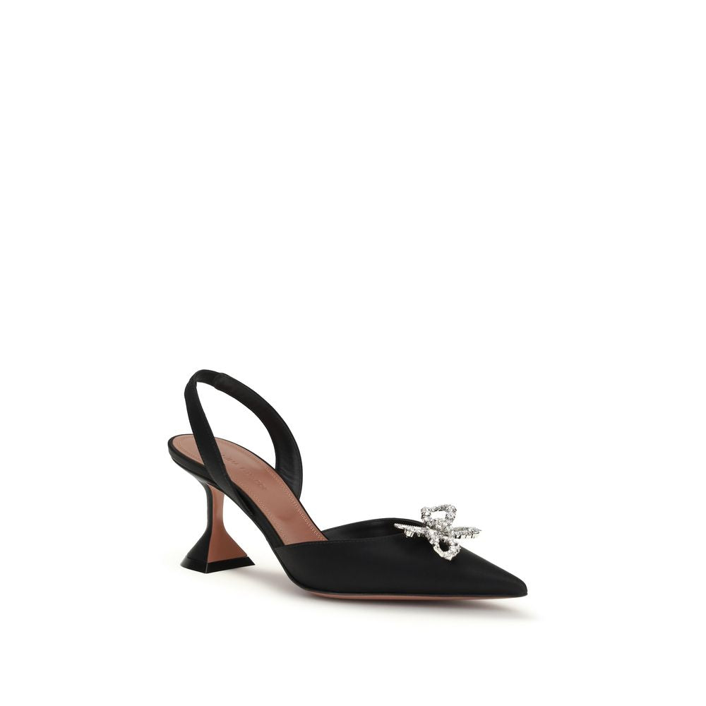 Black Silk High Heel Pumps