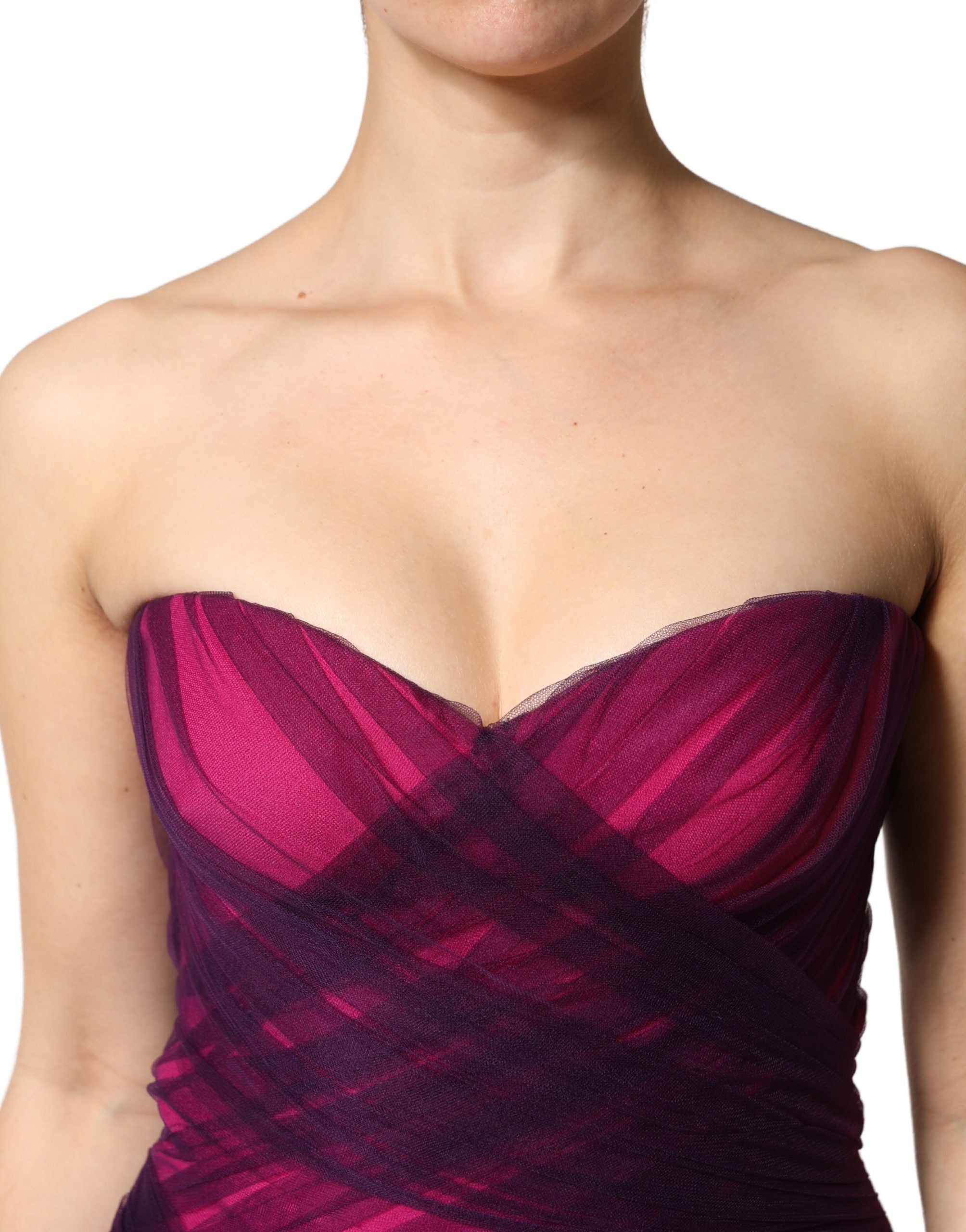 Pink Black Strapless Sheath Mermaid Dress
