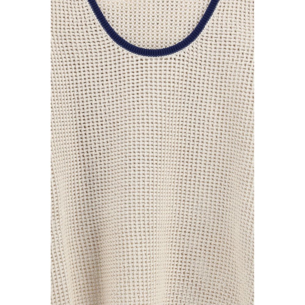 Beige Cotton Sleeveles T-Shirt