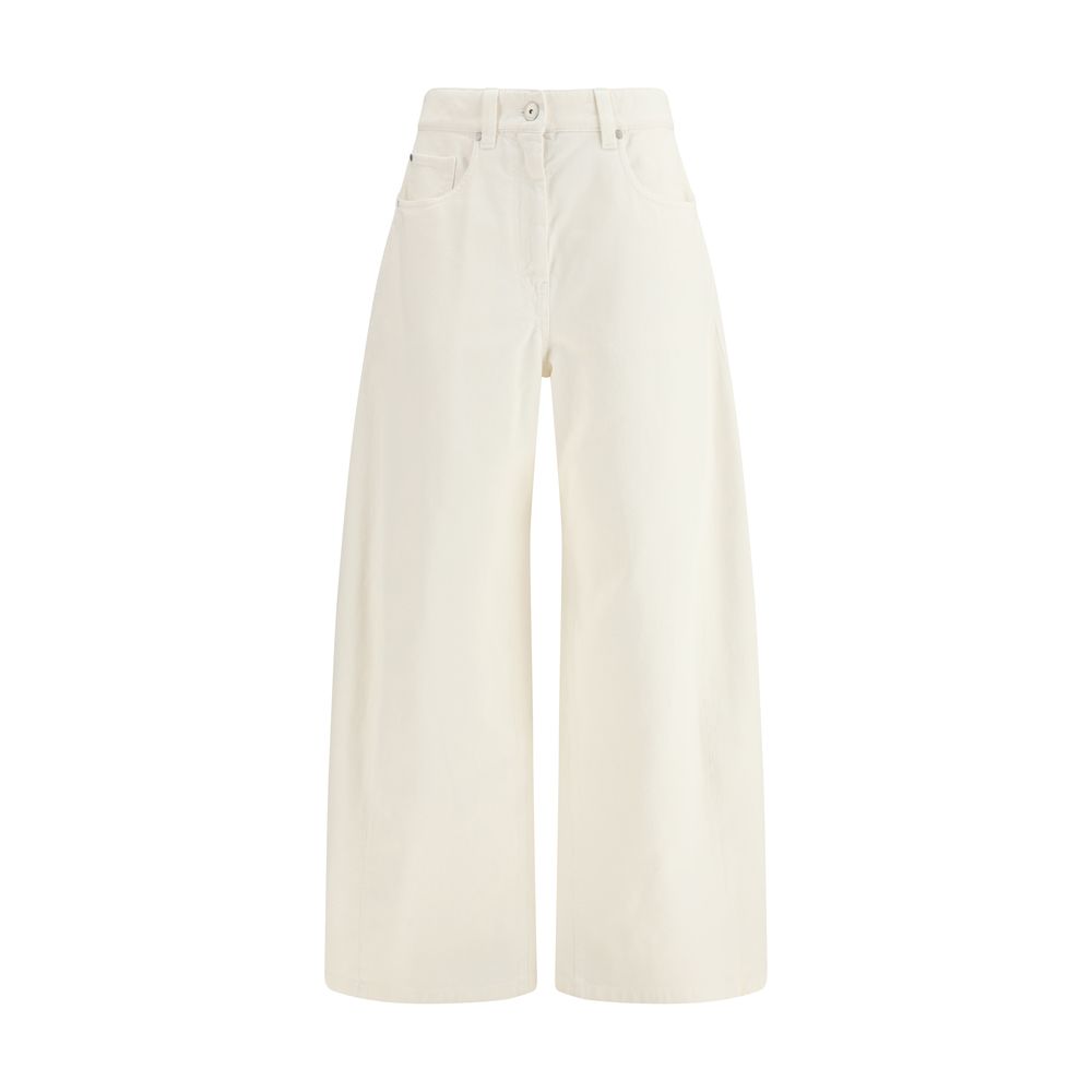 Beige Cotton Casual Pants
