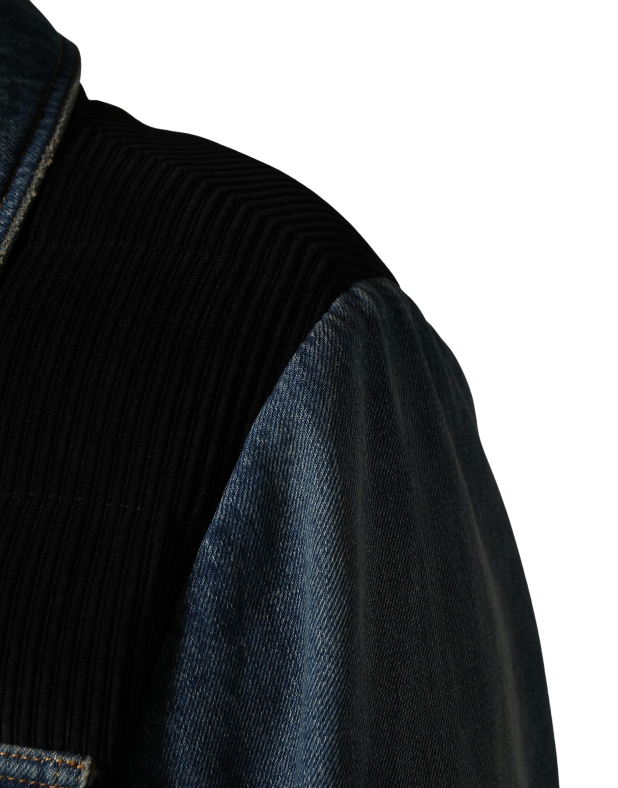 Black Blue Cotton Denim Blouson Men Jacket