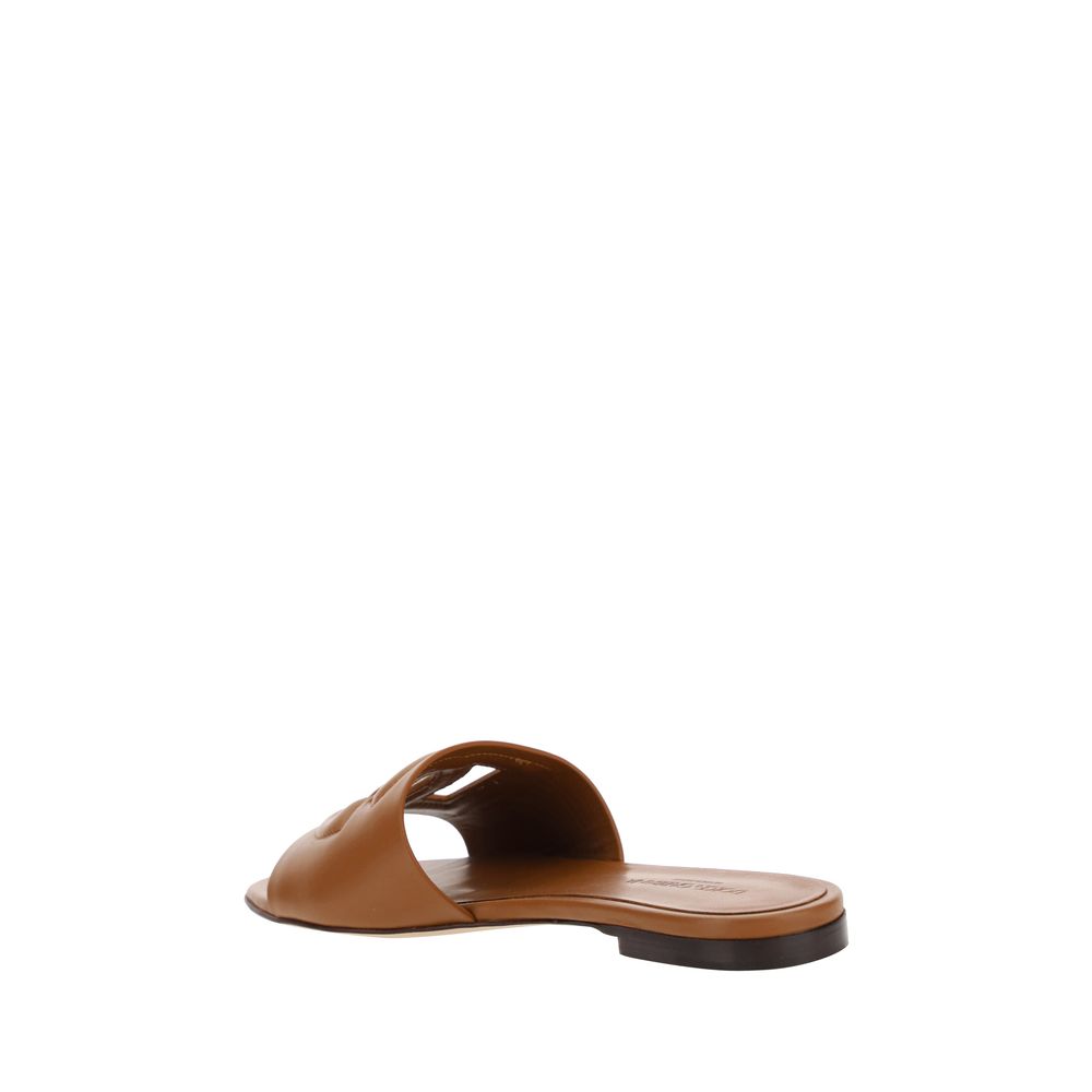 Brown Calf Leather Bos Taurus Flat Sandals