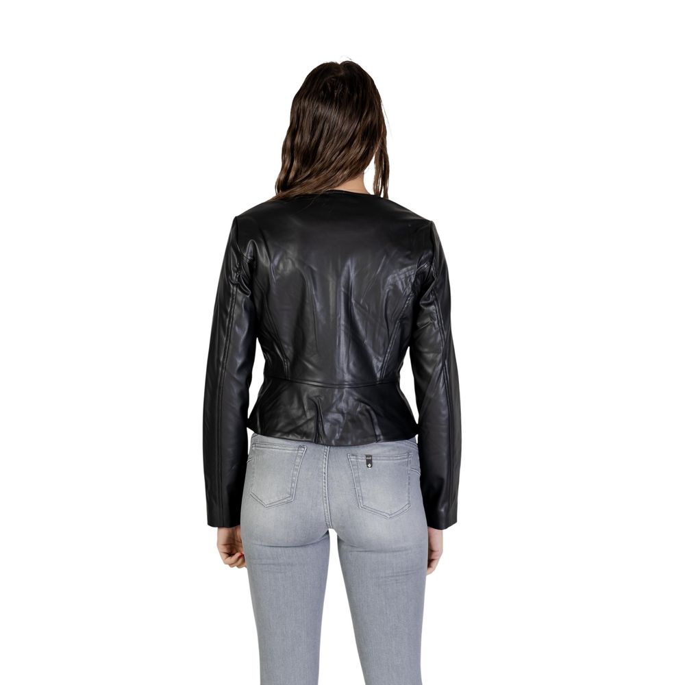 Black Polyester Leather Jacket