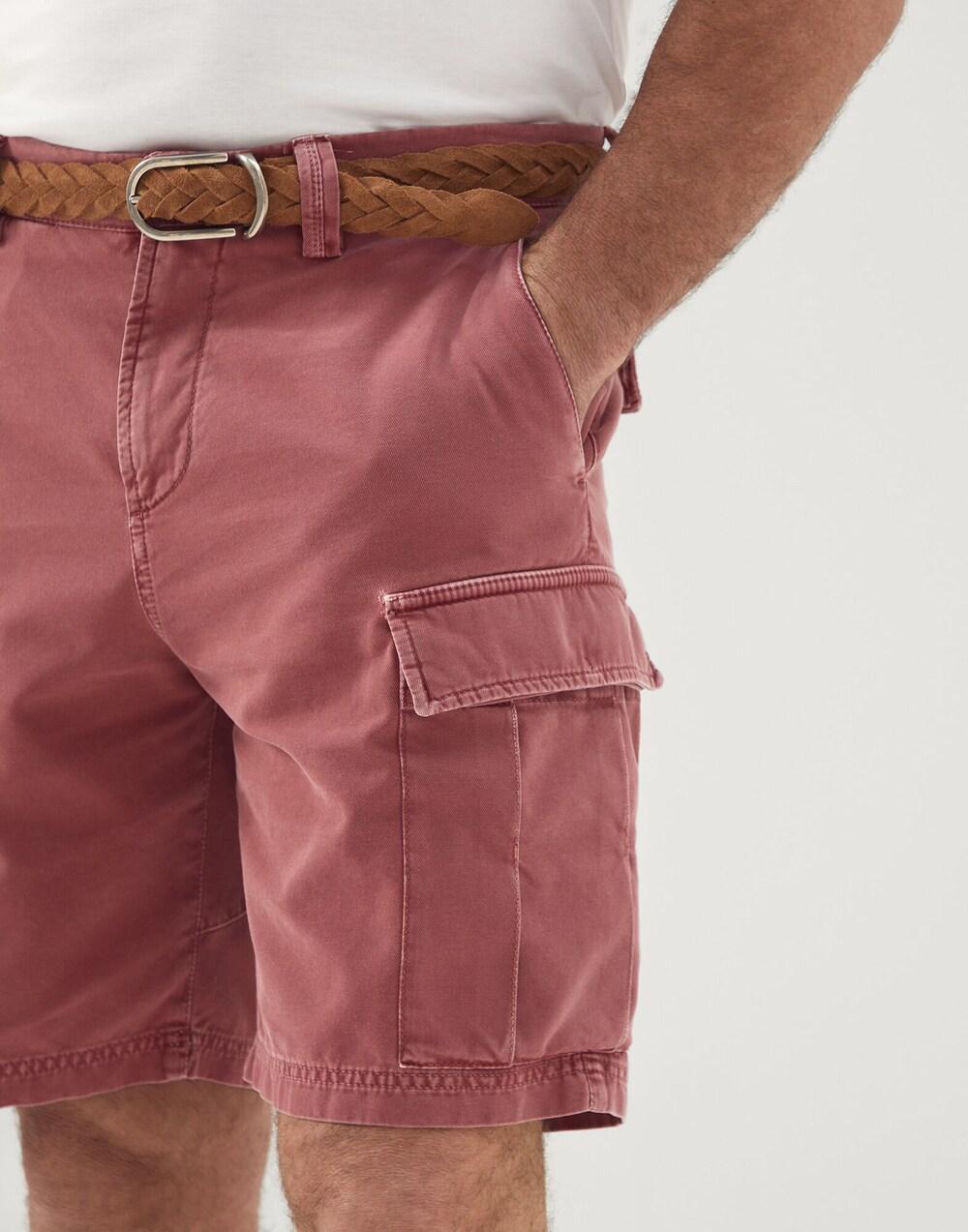 Red Cotton Bermuda Shorts
