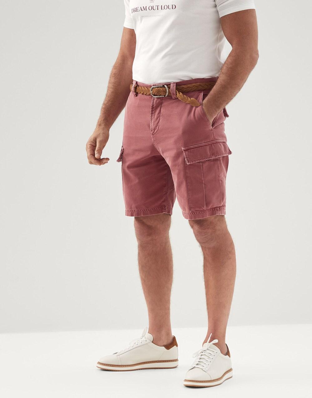 Red Cotton Bermuda Shorts