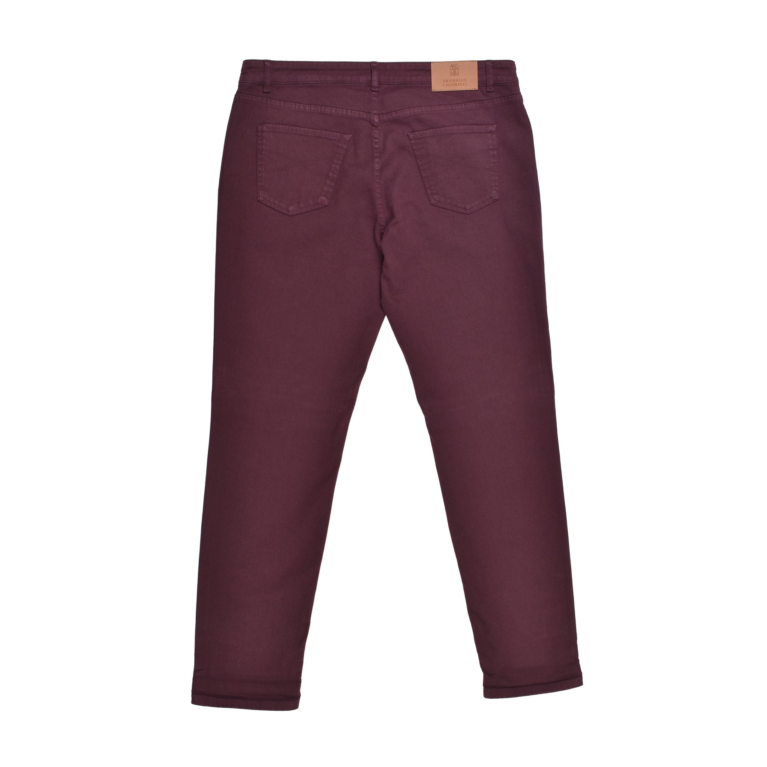Burgundy Cotton Casual Pants