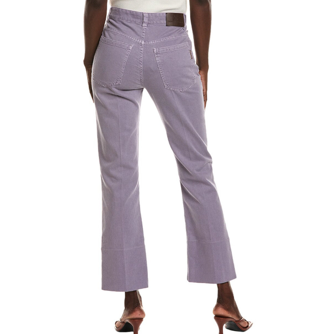 Purple Cotton Flared Pants
