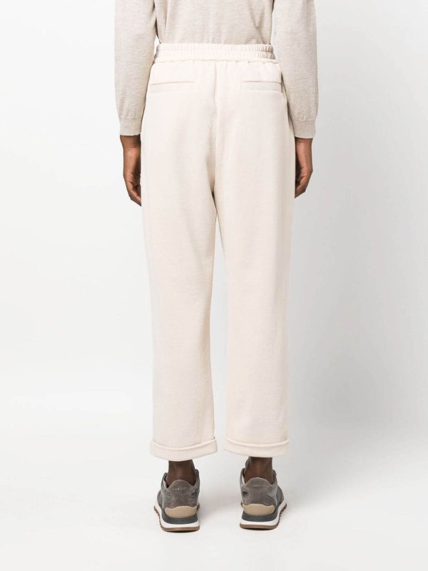 Beige Cotton Casual Pants
