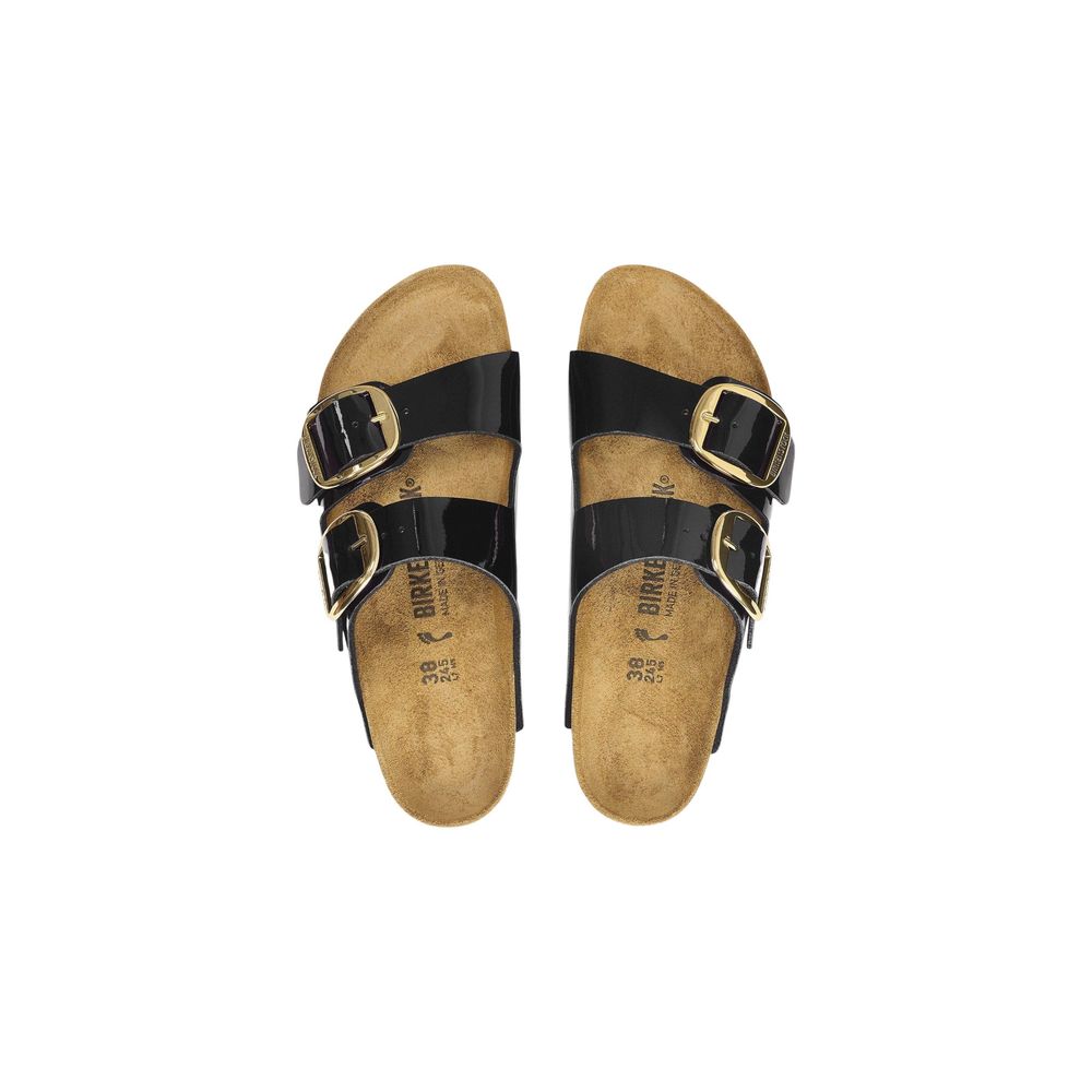 Black Synthetic Flat Sandals