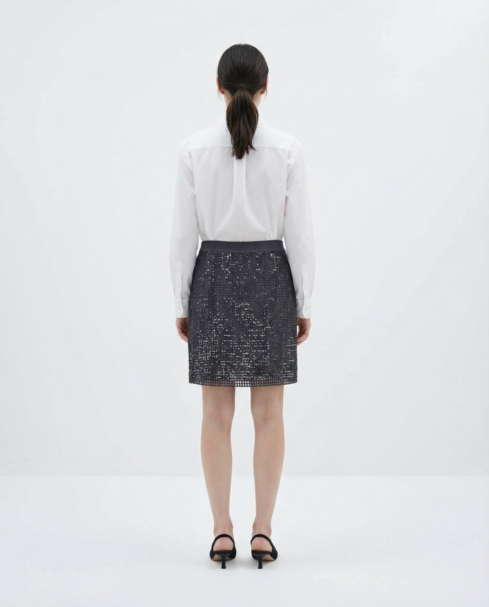 Bicolor Acetate Mini Skirt