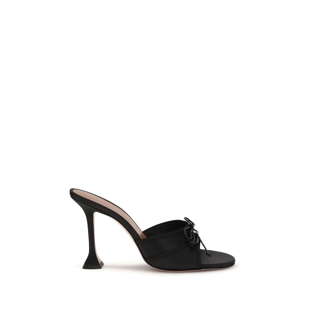 Black Silk Stiletto Heel Sandals