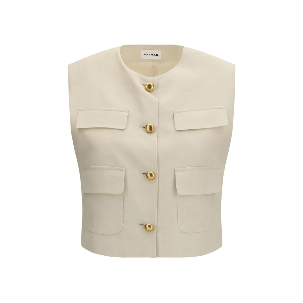 Beige Wool Sleeveless Jacket