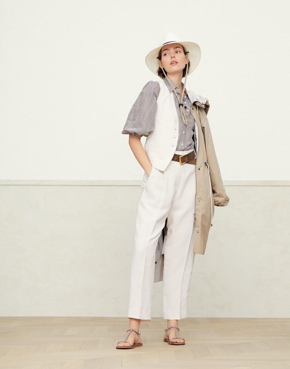 Beige Viscose Sleeveless Jacket