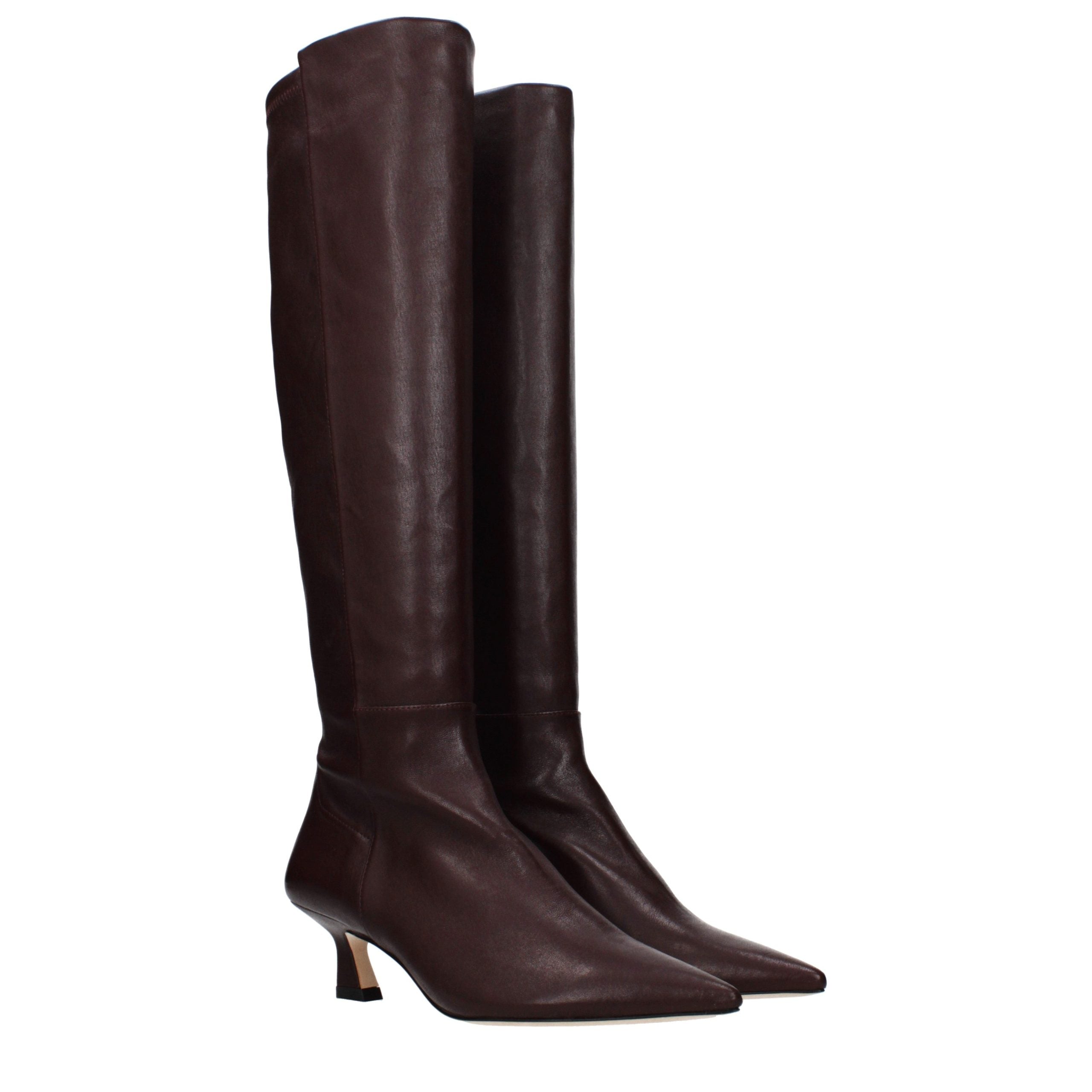 Red Leather High Heel Boots