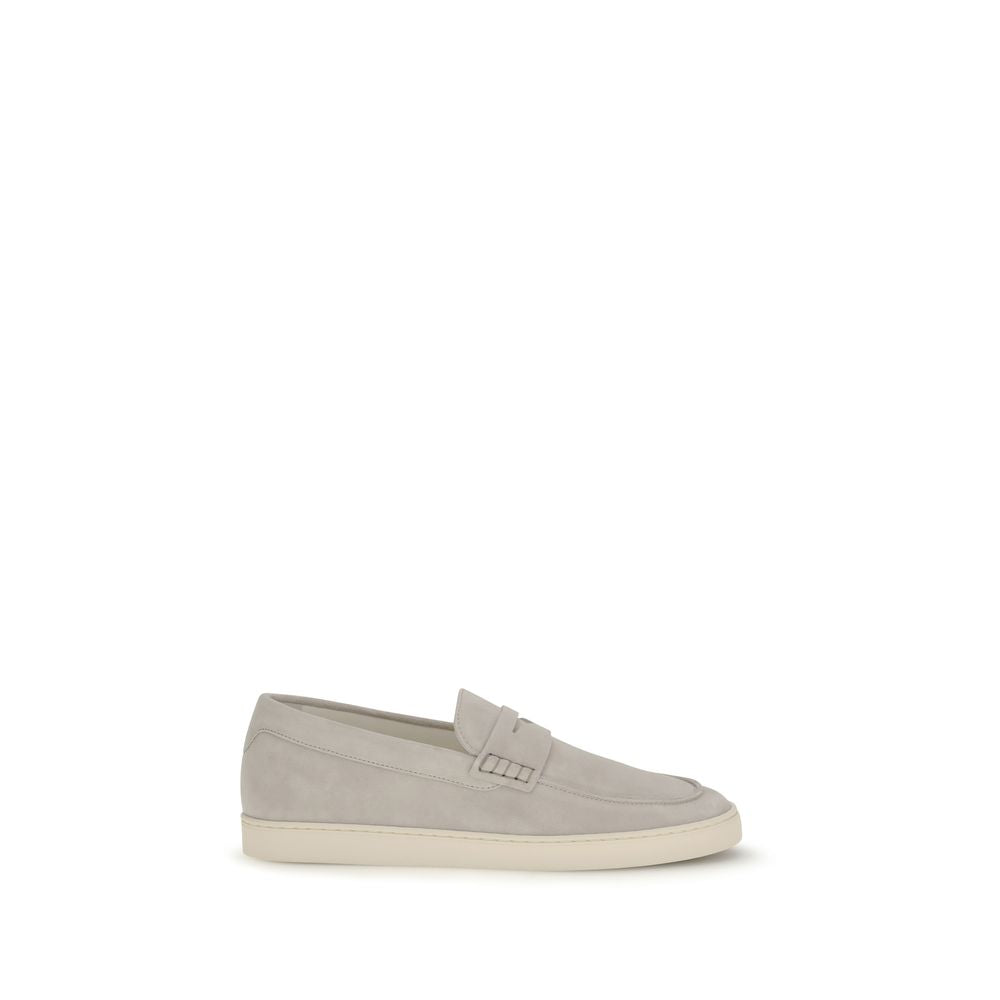 Beige Calf Leather Bos Taurus Slip-On Loafers