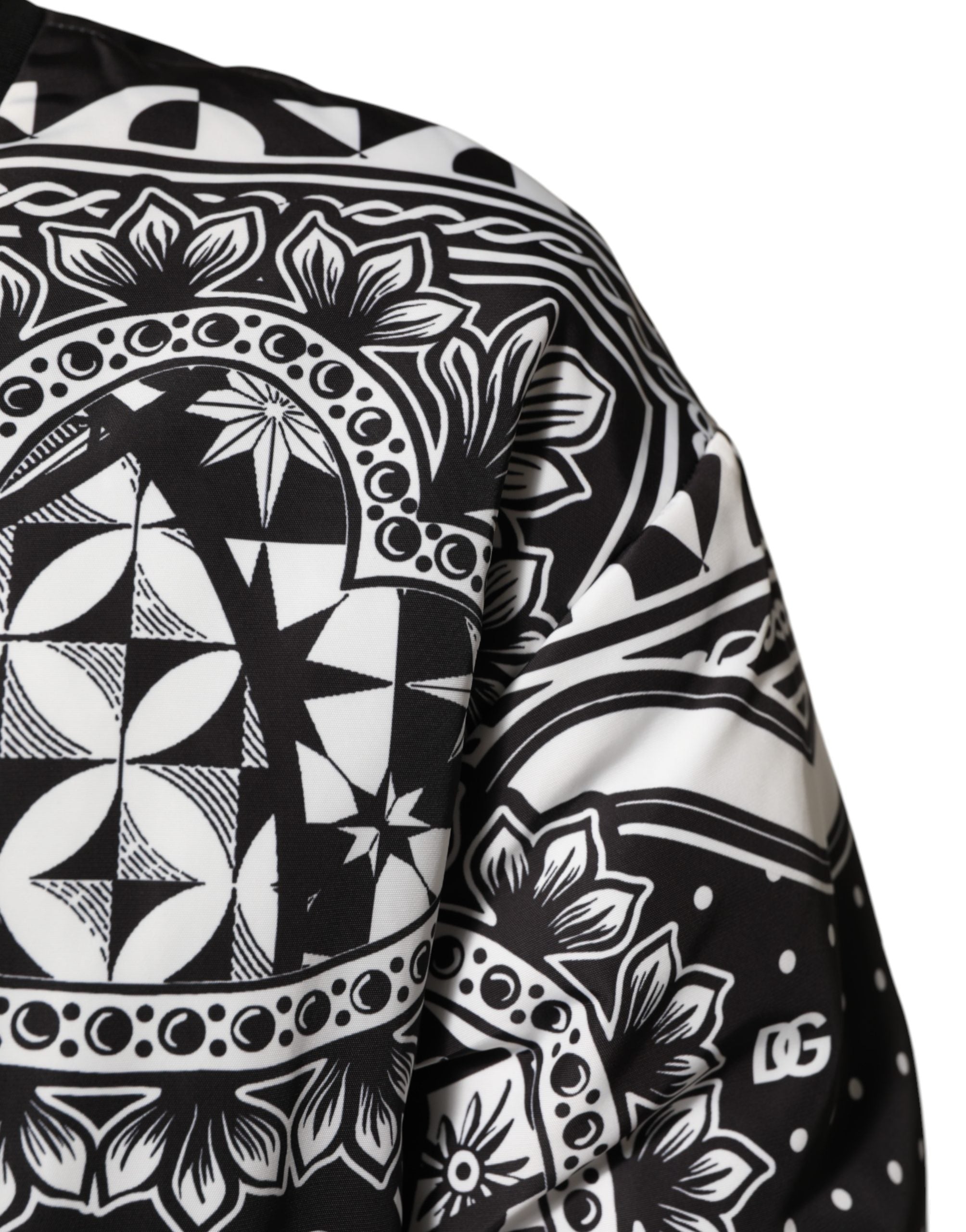 Black White BandanaPrint Men Bomber Jacket