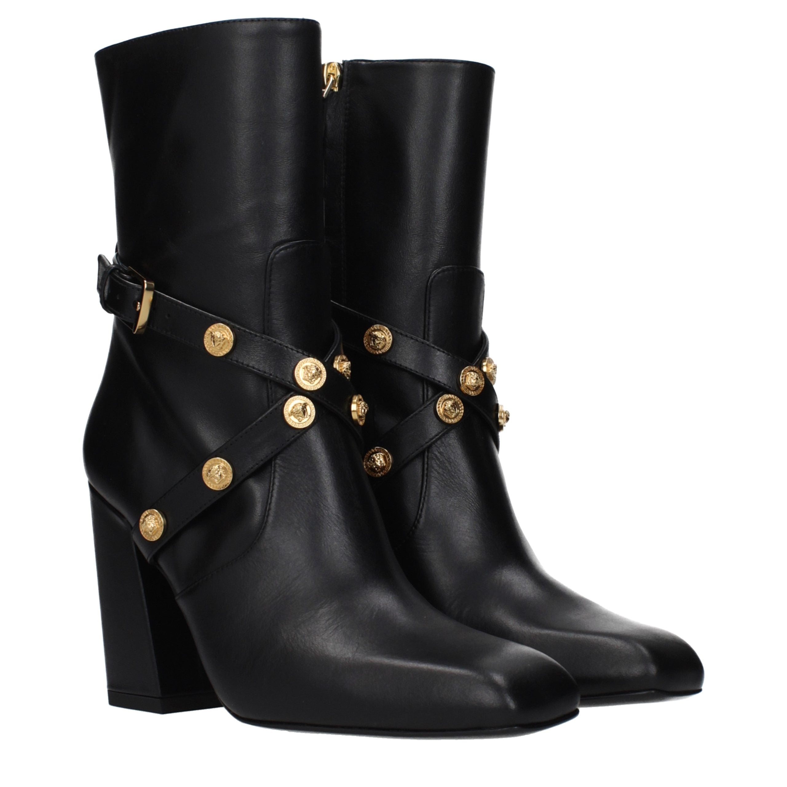 Black Leather Ankle Boots