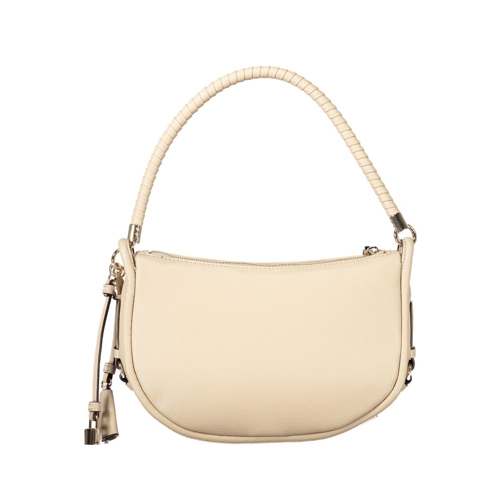 Beige Polyurethane Women Handbag