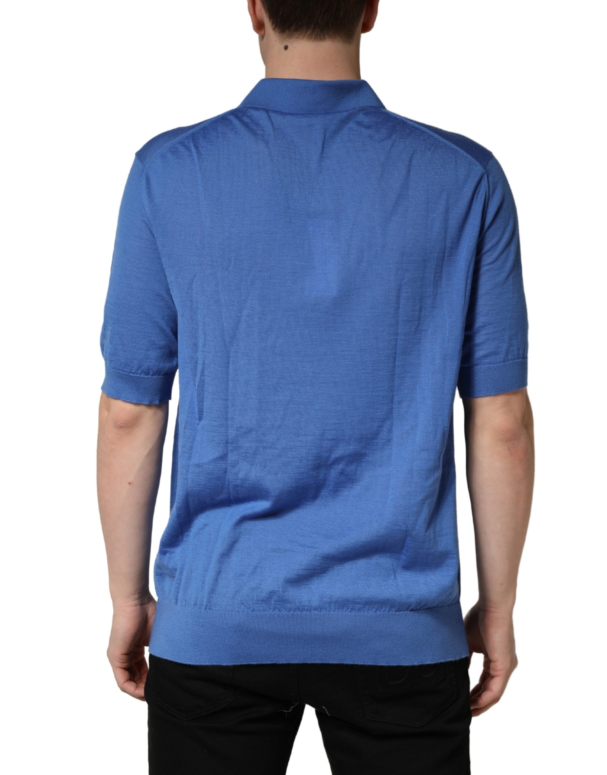 Blue Cashmere Short Sleeves Polo T-shirt