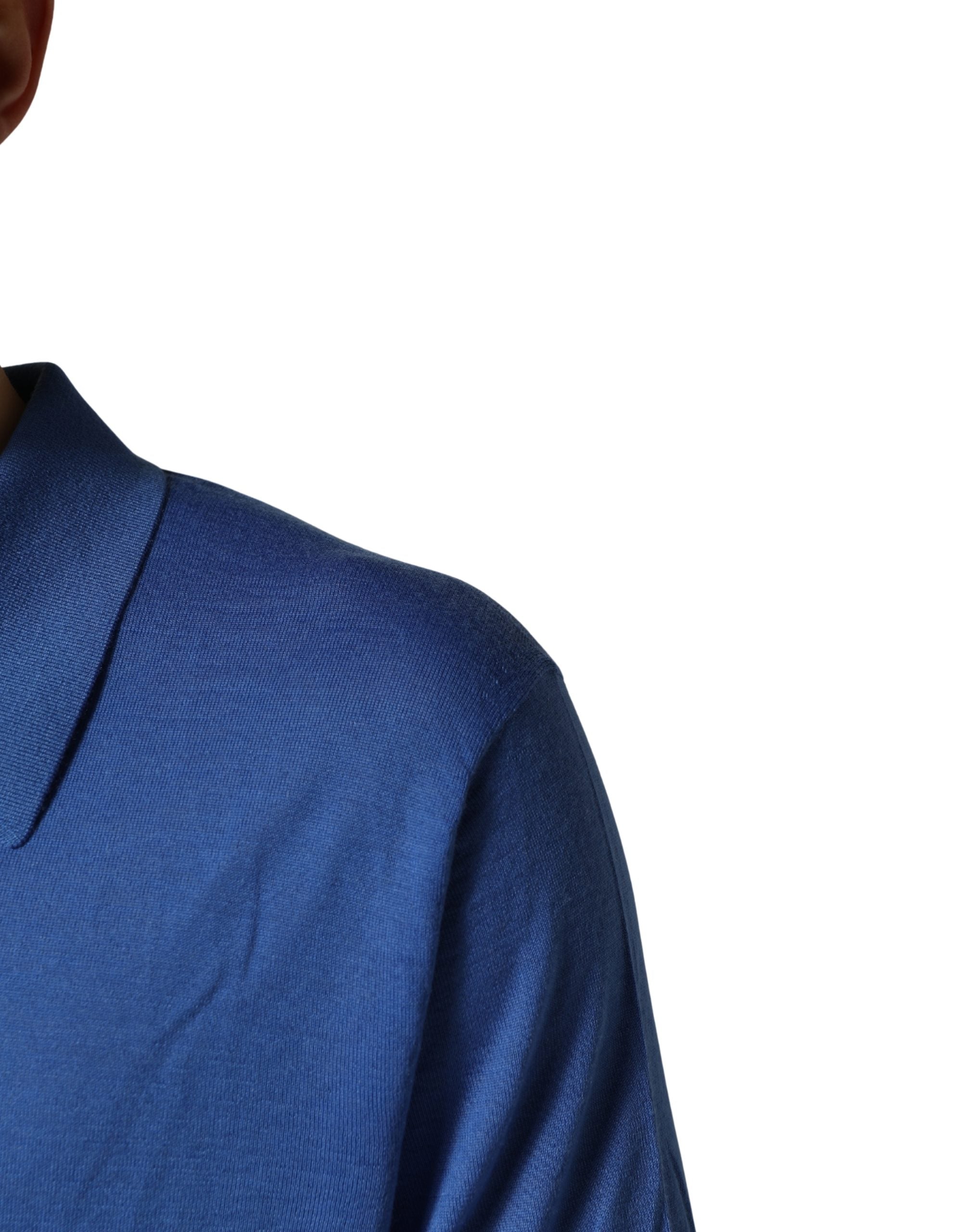 Blue Cashmere Short Sleeves Polo T-shirt