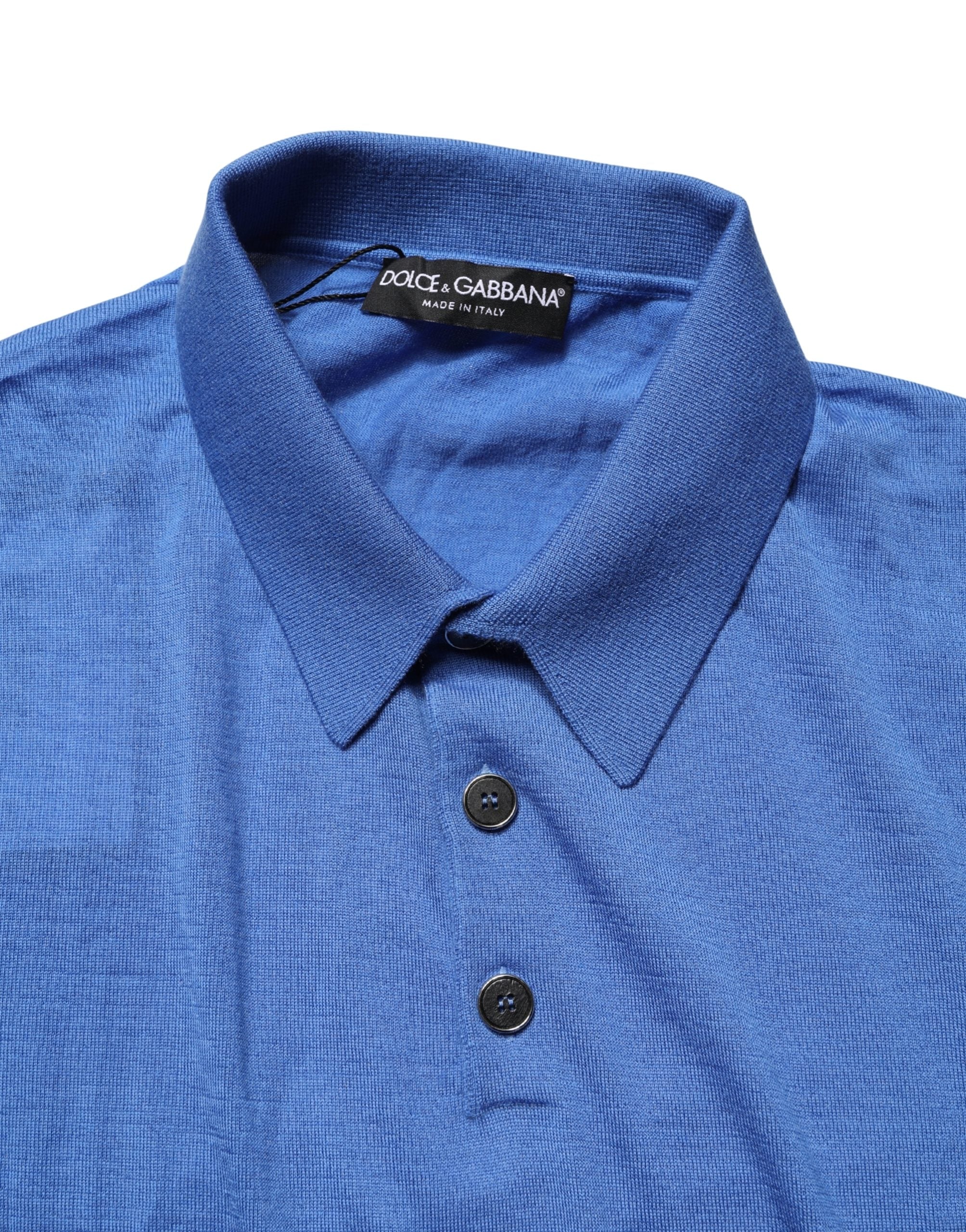 Blue Cashmere Short Sleeves Polo T-shirt