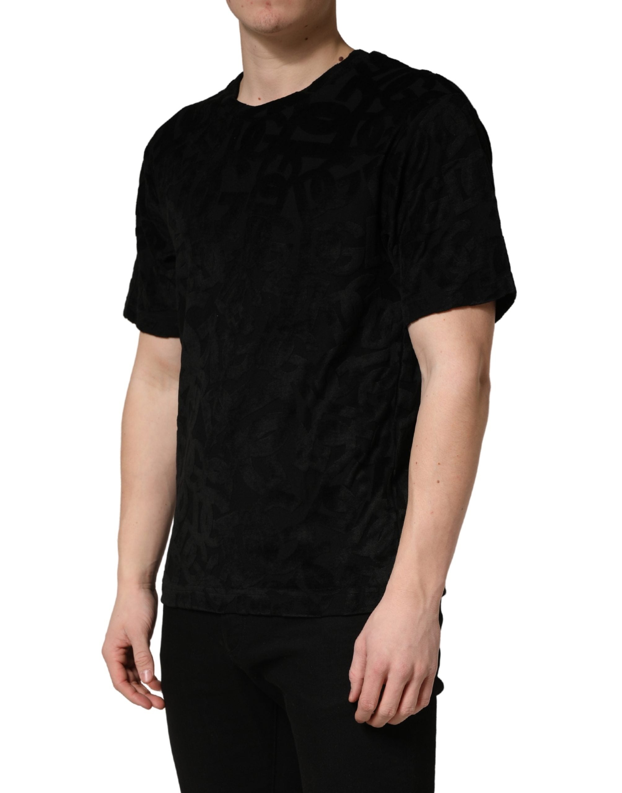 Black DG Mania Logo Print Casual T-shirt