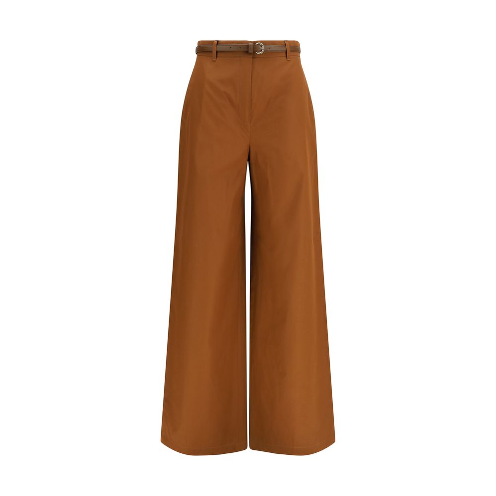 Brown Cotton Casual Pants