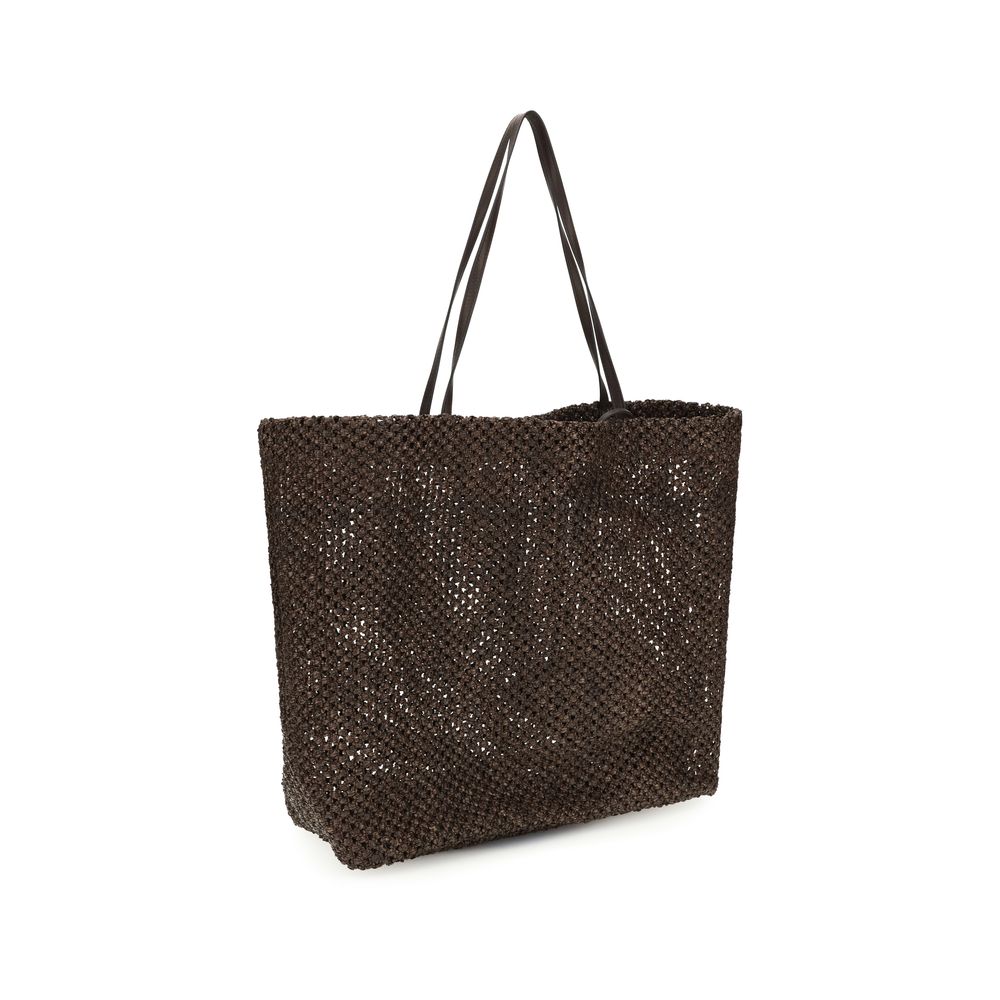 Brown Raffia Shoulder Bag