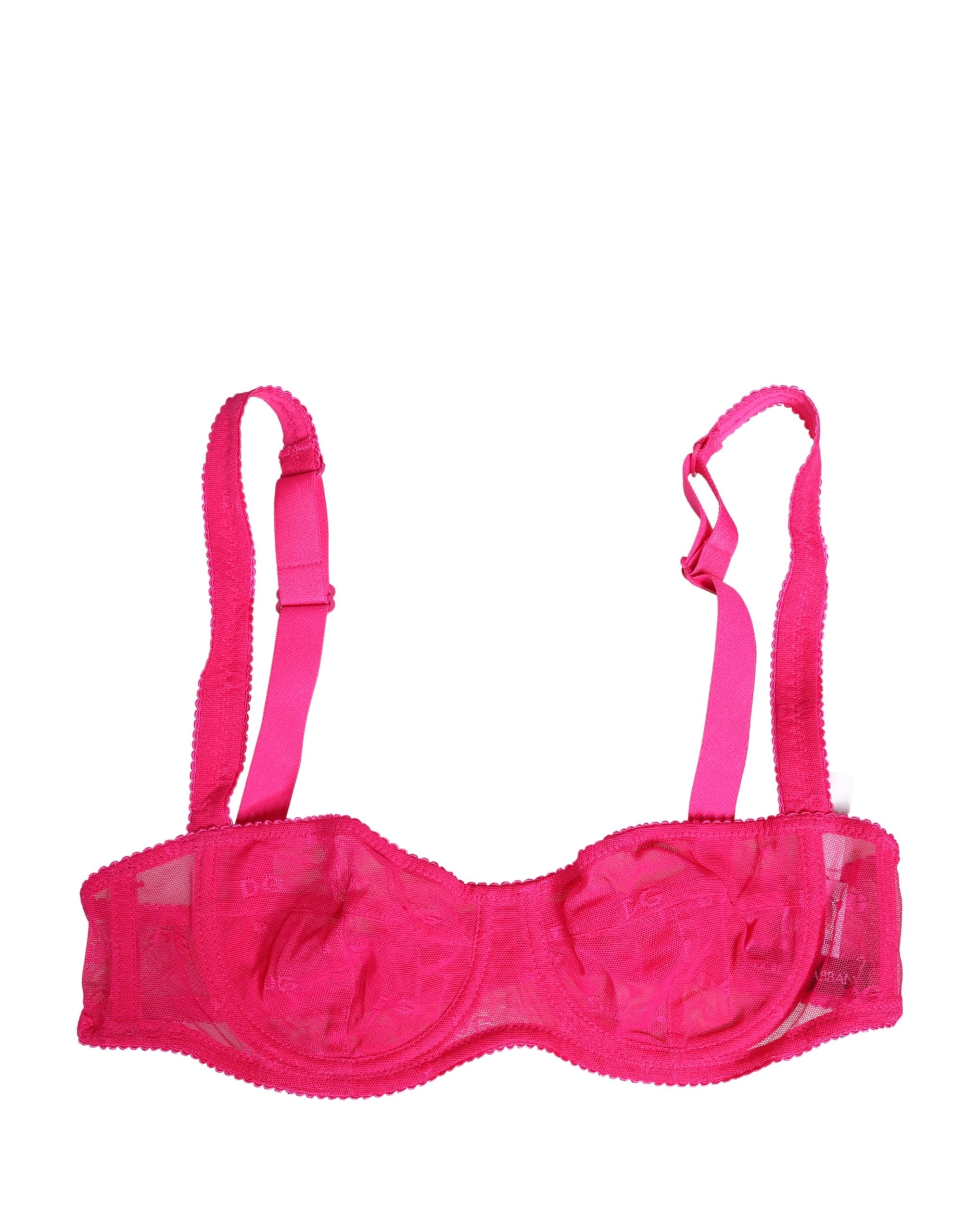 Pink Lace Mesh Underwire Balconnet Bra Underwear