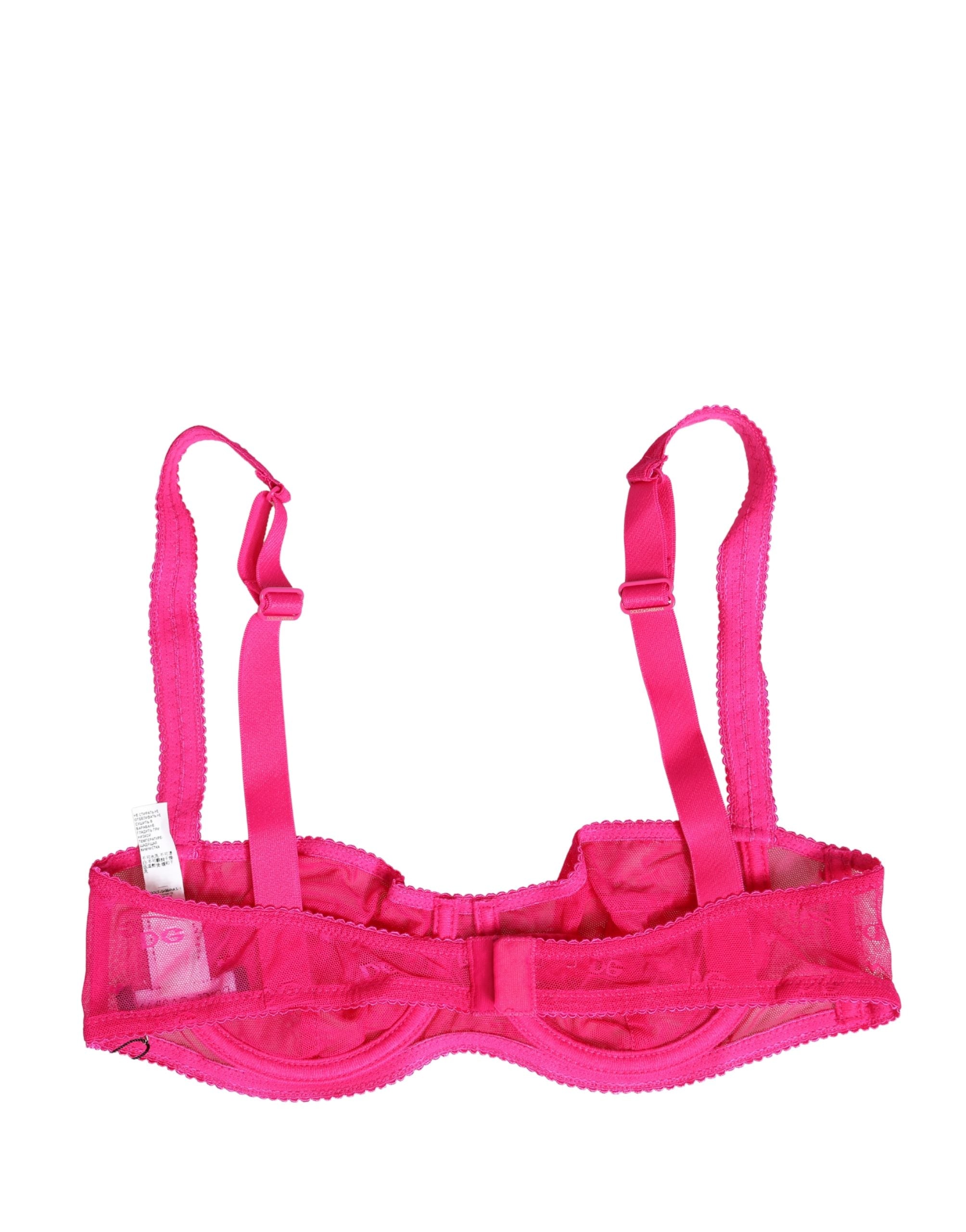 Pink Lace Mesh Underwire Balconnet Bra Underwear
