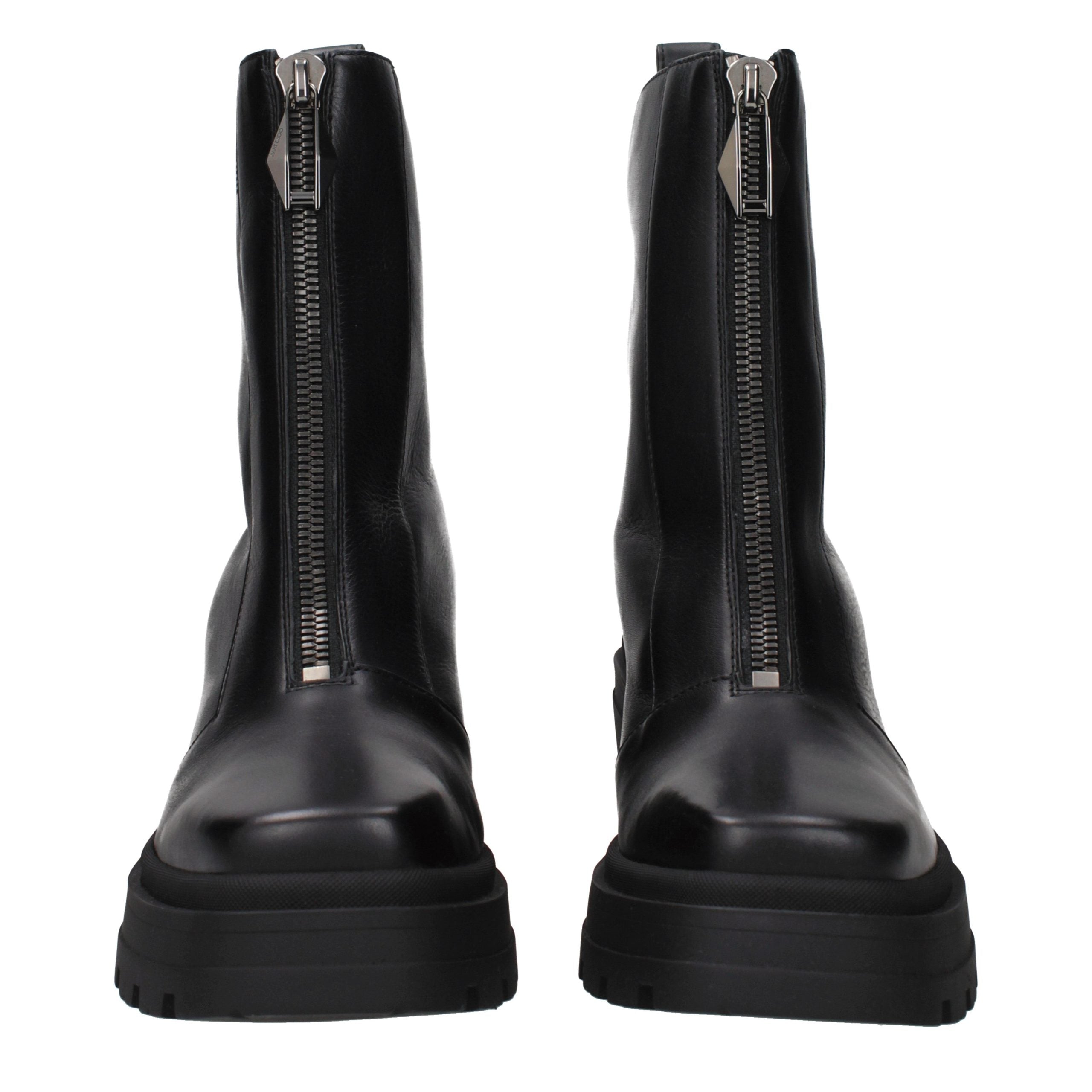 Black Leather Ankle Boots