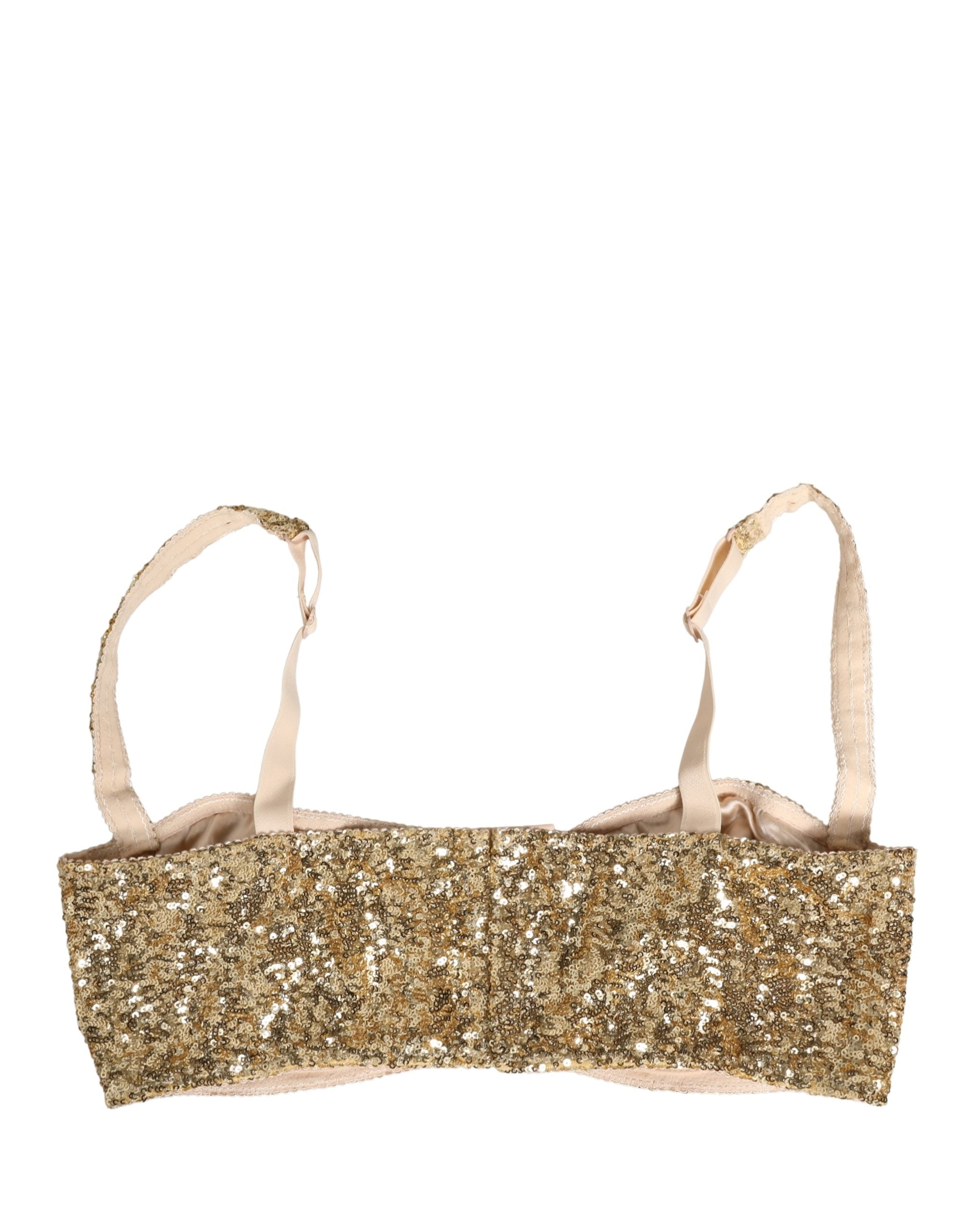 Gold Sequined Semi-Pad Underwire Bra Underwear