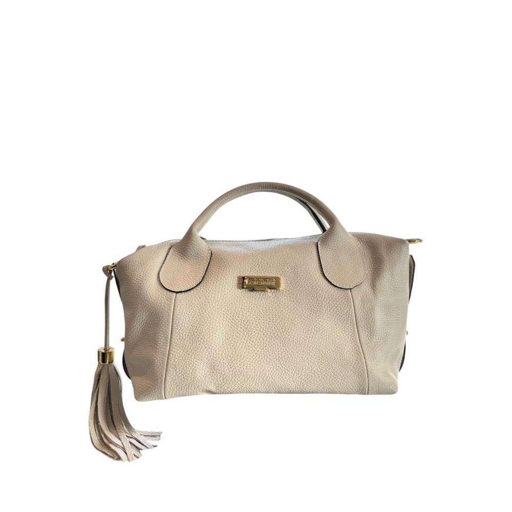 Beige Leather Women Handbag