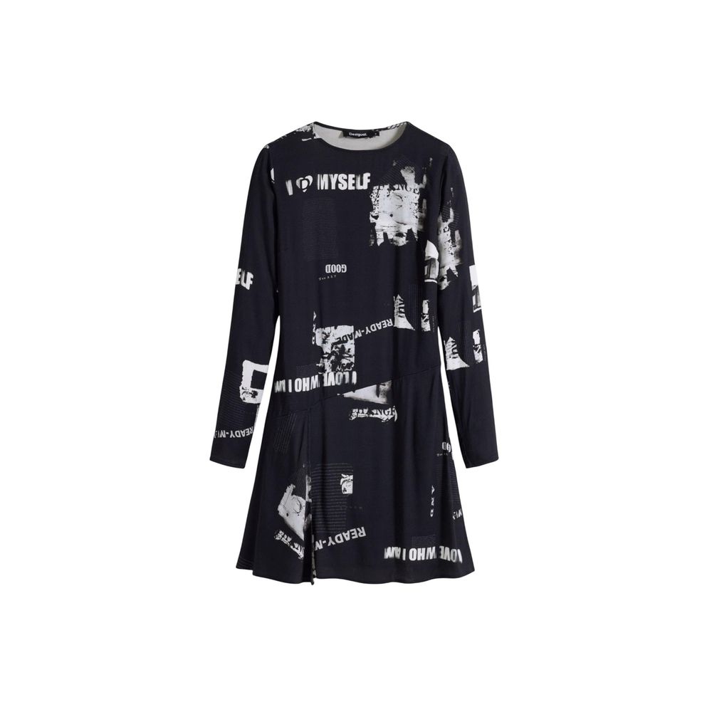 Black Viscose Short Dress