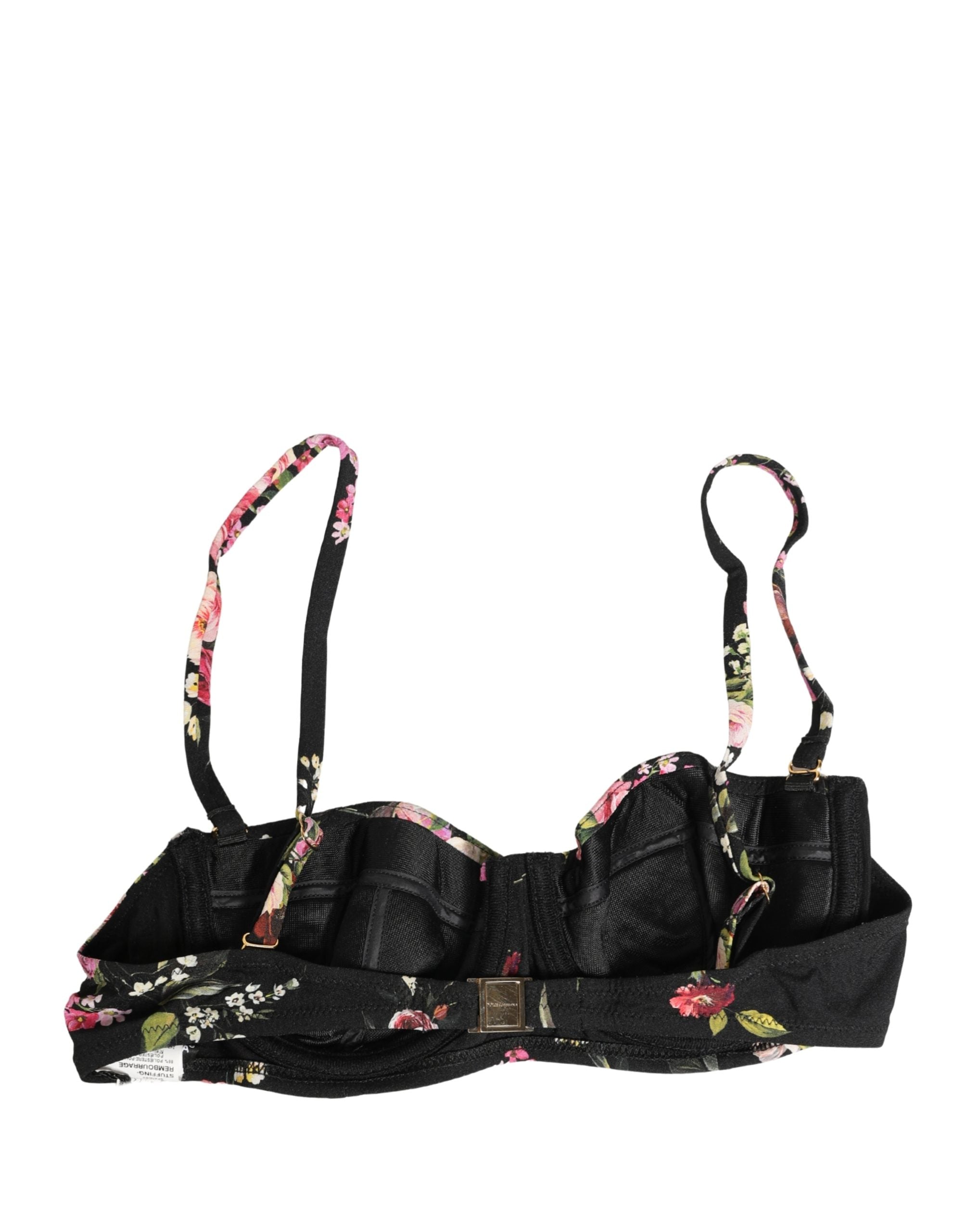 Black Floral Padded Balconnet Bra Underwear