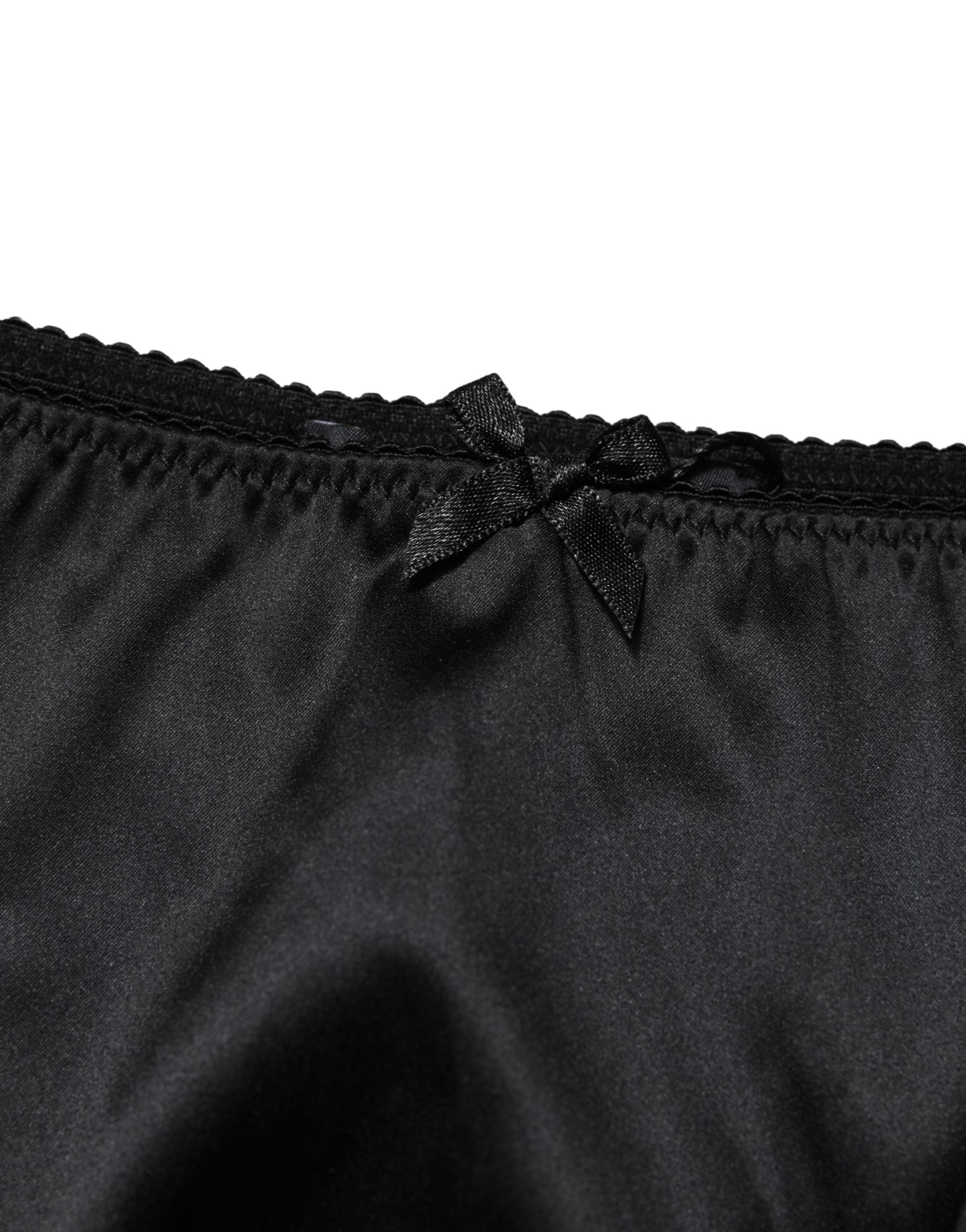 Black Silk Stretch Mid Waist Brief Panty Underwear