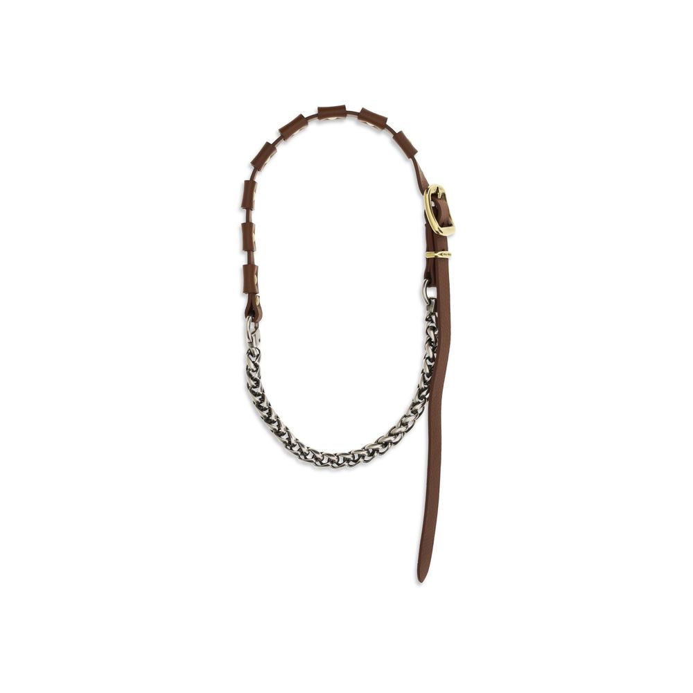Brown Calf Leather Bos Taurus Necklace